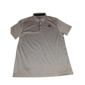 Reebok Mens Performance Polo Shirt Gray Heather Short Sleeve Delta Logo L